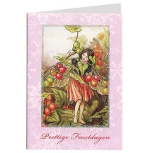 The Black Bryony Flower Fairy Glittered Christmas Card ~ Holland ~ Pink